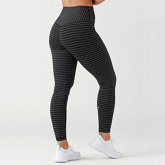 Glyder Pants - Glyder Sultry High-Rise Performance Legging in Black & Shimmer Stripe